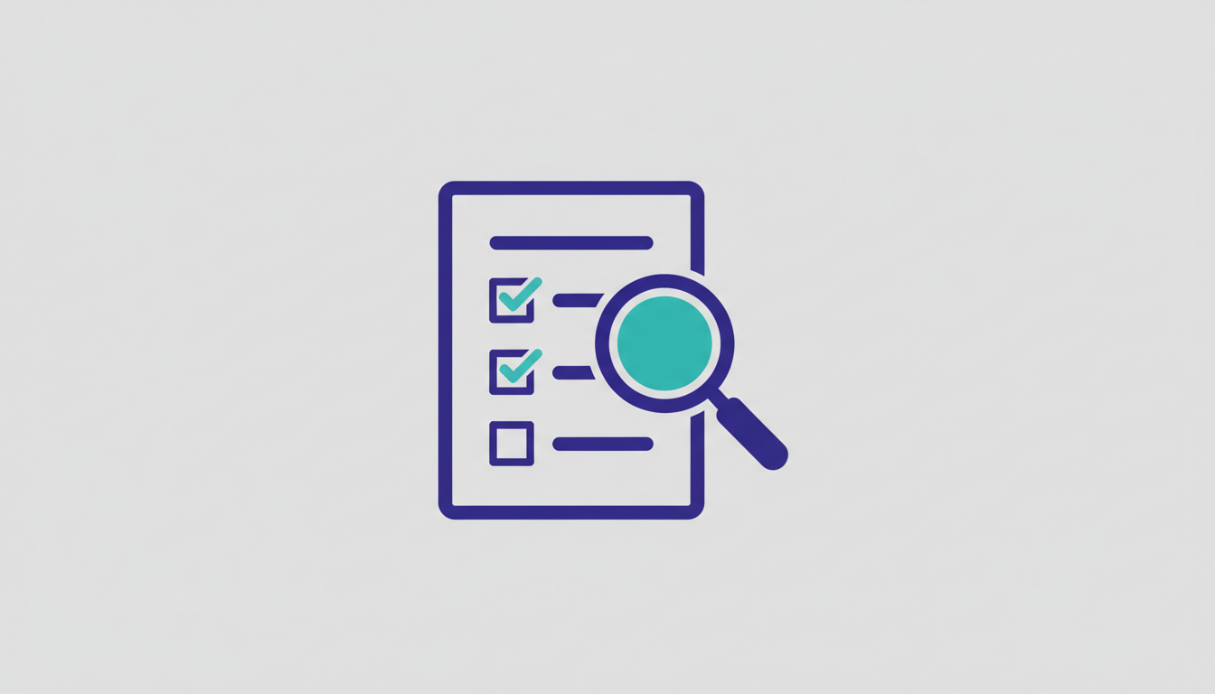 Document with magnifying glass and checklist representing due diligence