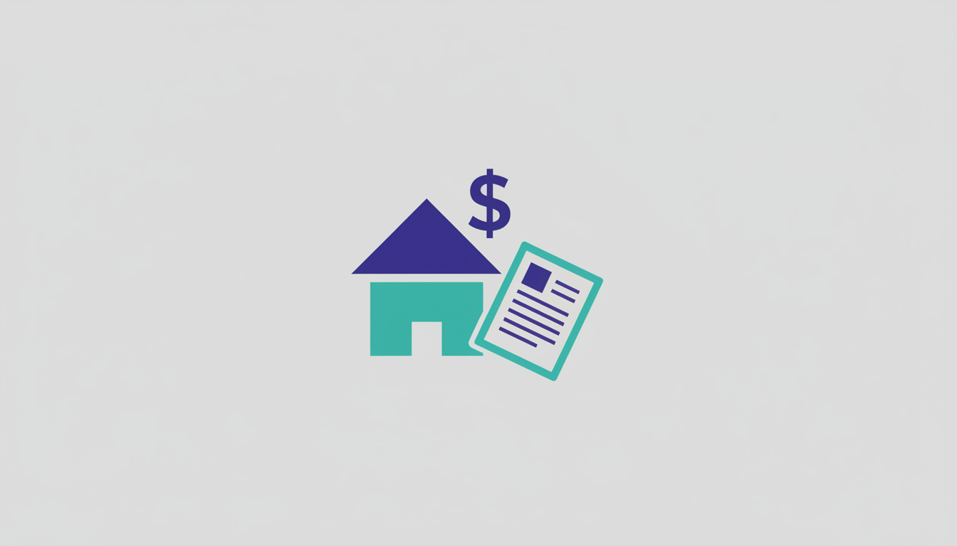 Illustration of a house model with a dollar sign and a proposal document