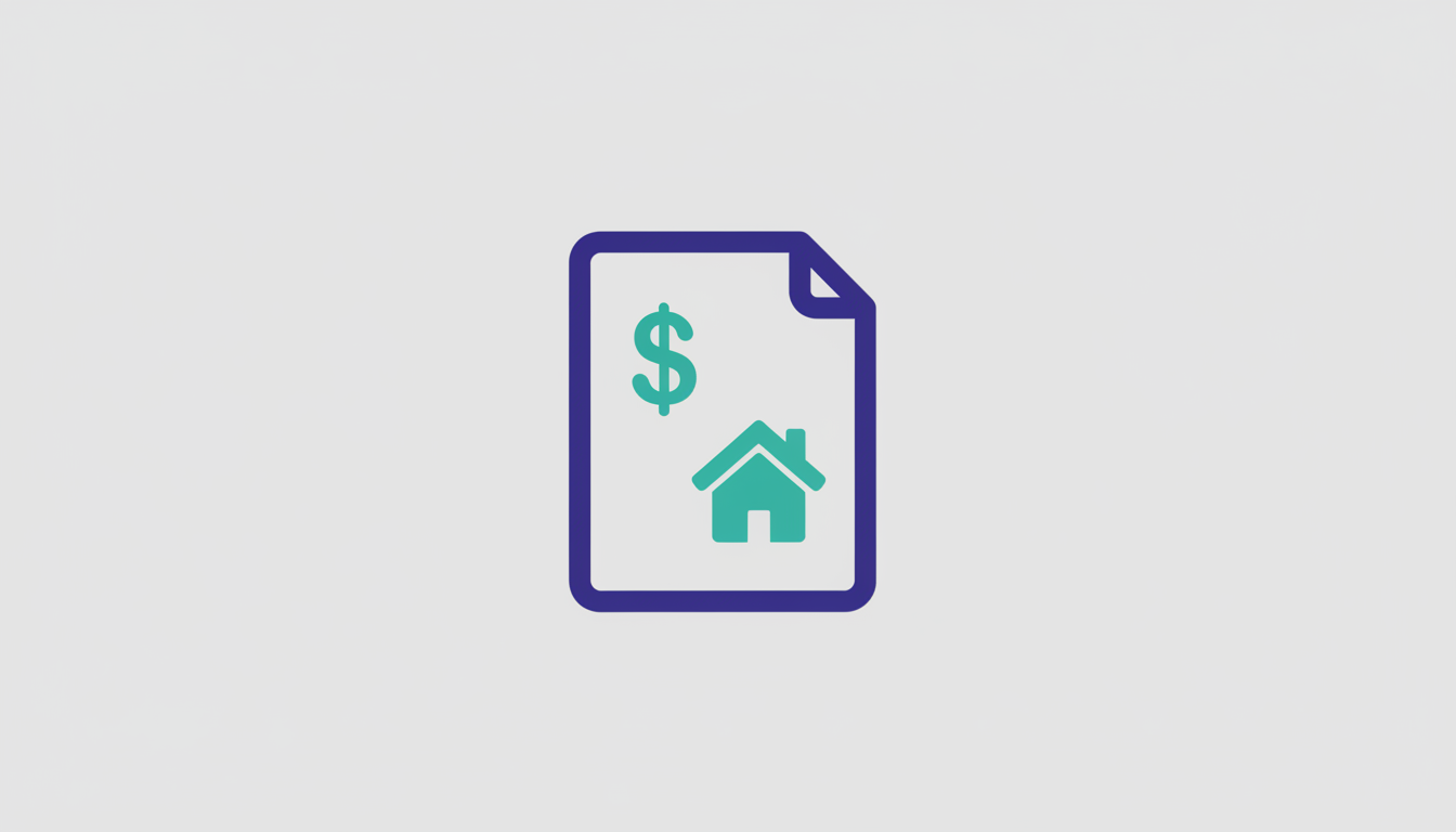 Illustration of a document featuring a dollar sign and a house