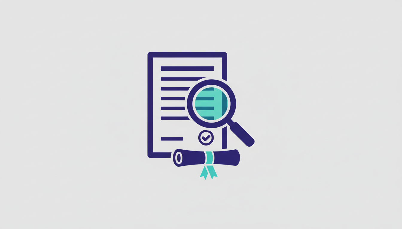 Document with a magnifying glass and a contract representing procurement