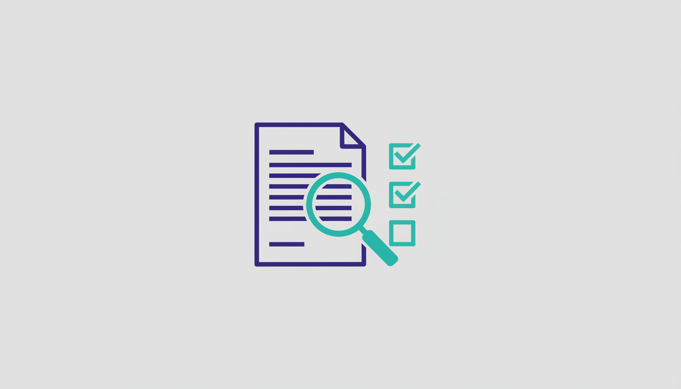 Contract document with a magnifying glass and checklist