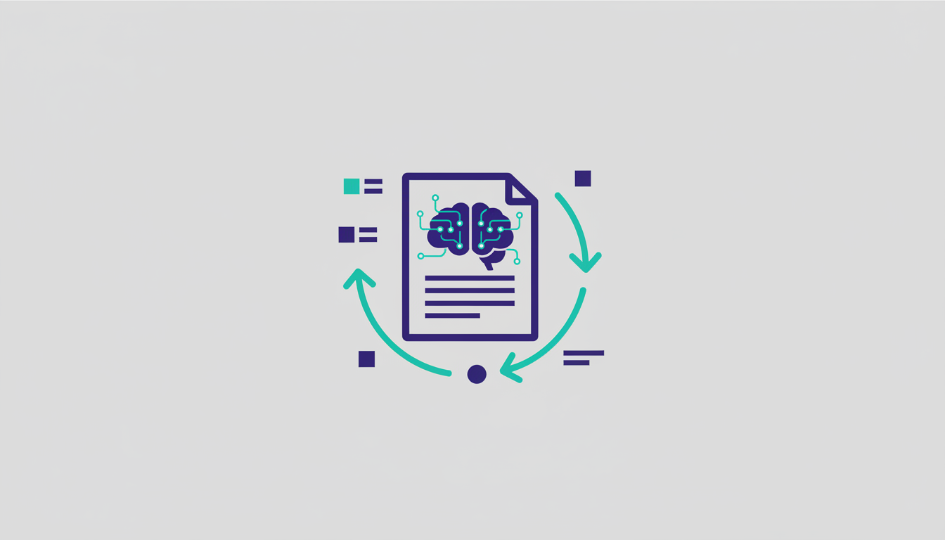 Illustration of a document with a digital brain representing AI procurement