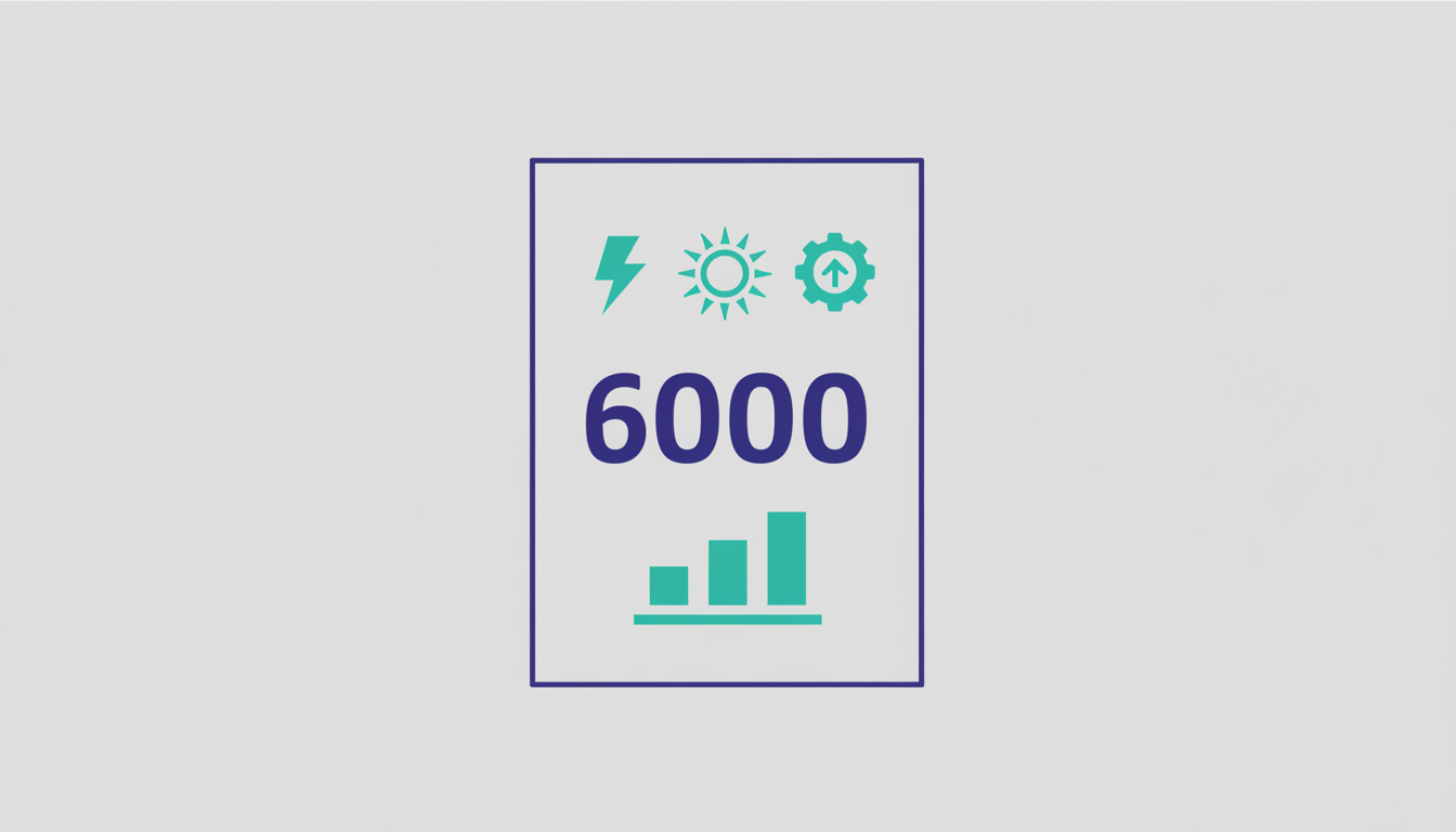 Document featuring the number 6000 with energy resource icons