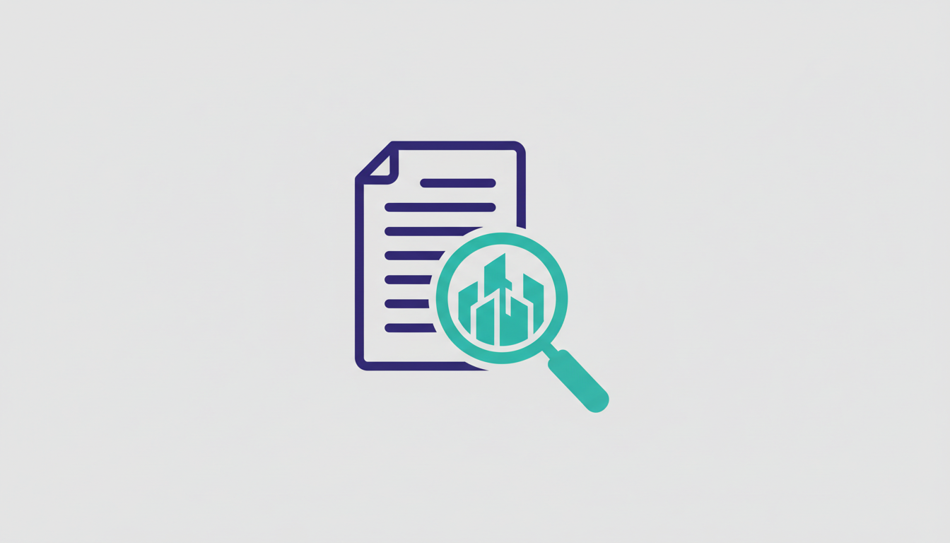 Illustration of a document and magnifying glass representing housing agency study