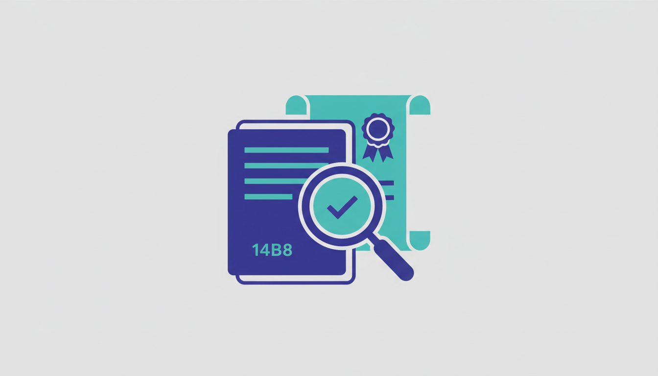 Illustration of a document with a magnifying glass and a contract