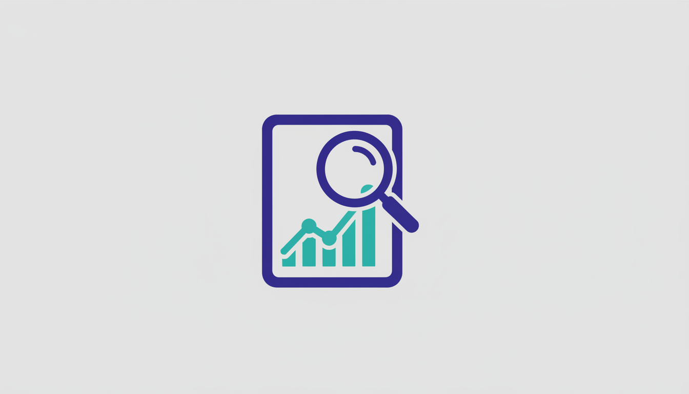 Document with a magnifying glass and financial chart representing investment strategies
