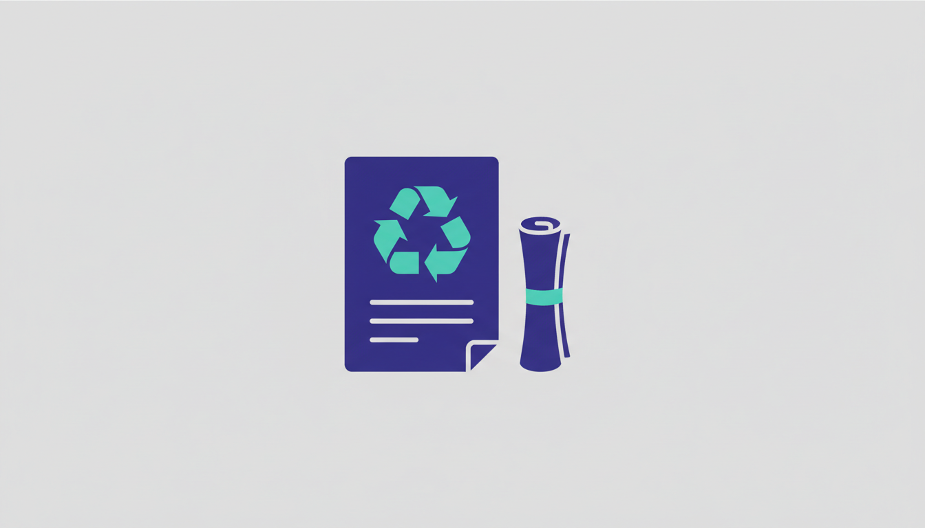 Document featuring a recycling symbol and a signed contract