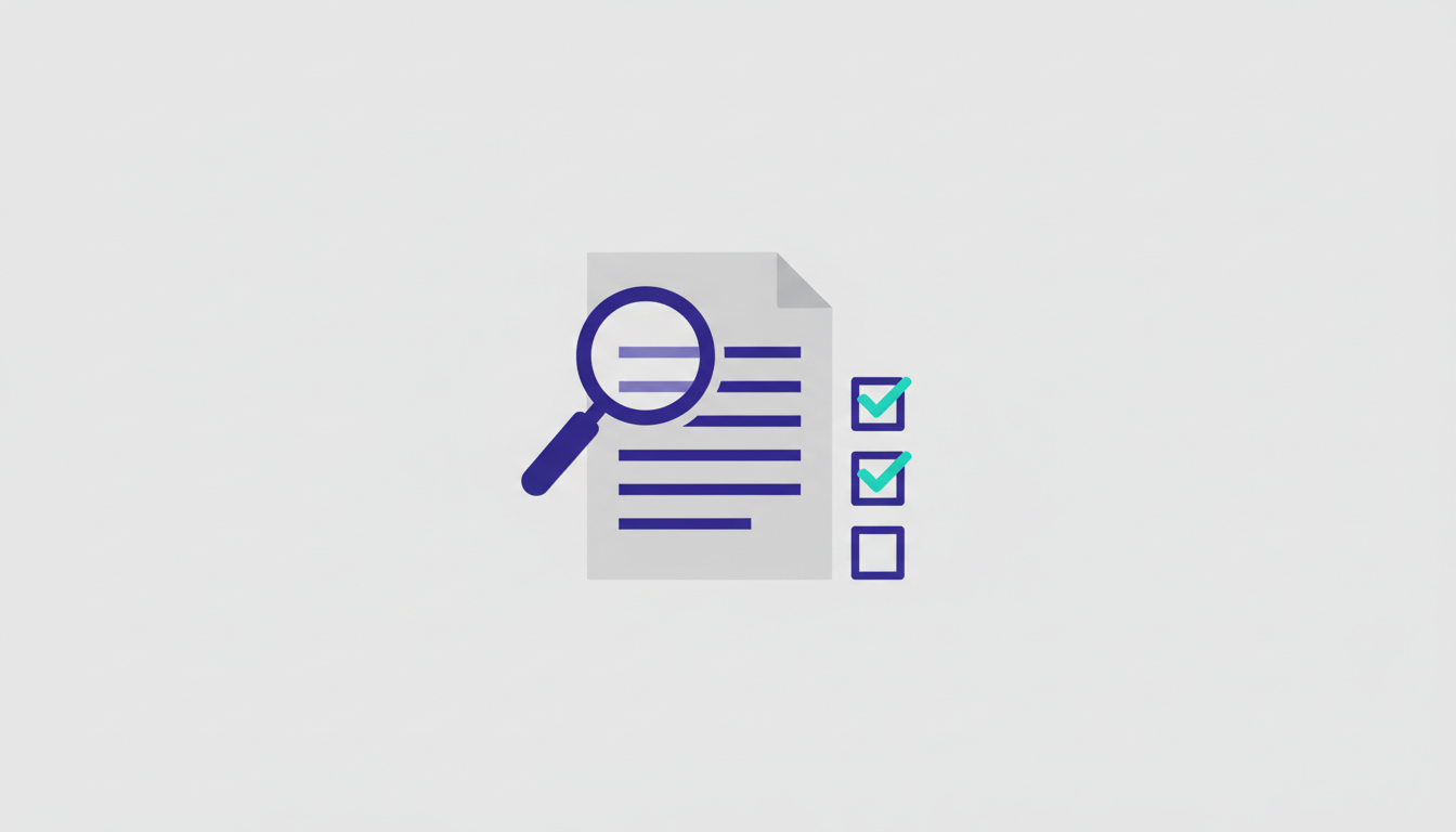 Document with a magnifying glass and checklist representing RFP process