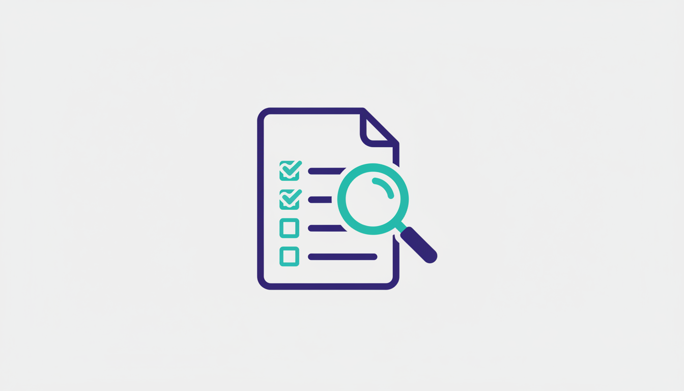 Document with a magnifying glass and checklist representing RFP process