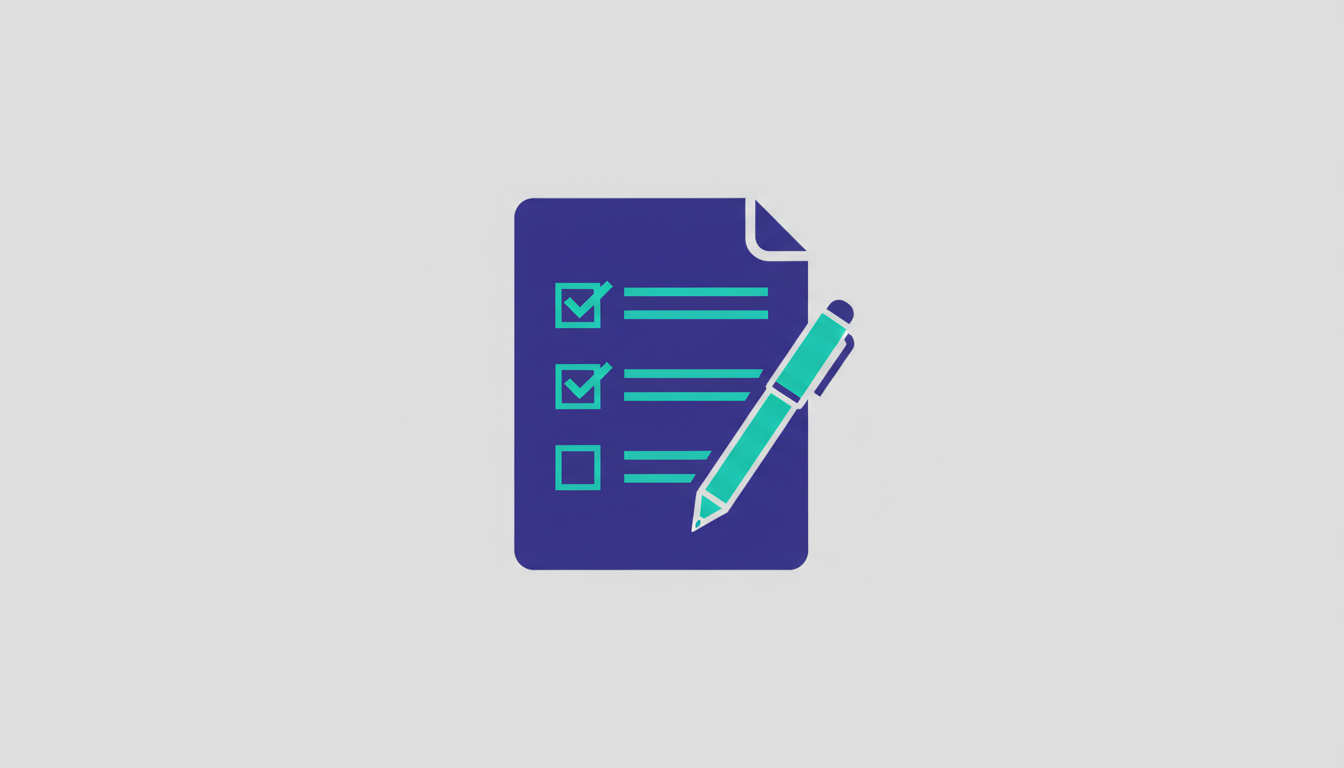 Illustration of a document with a checklist and a pen representing RFP process